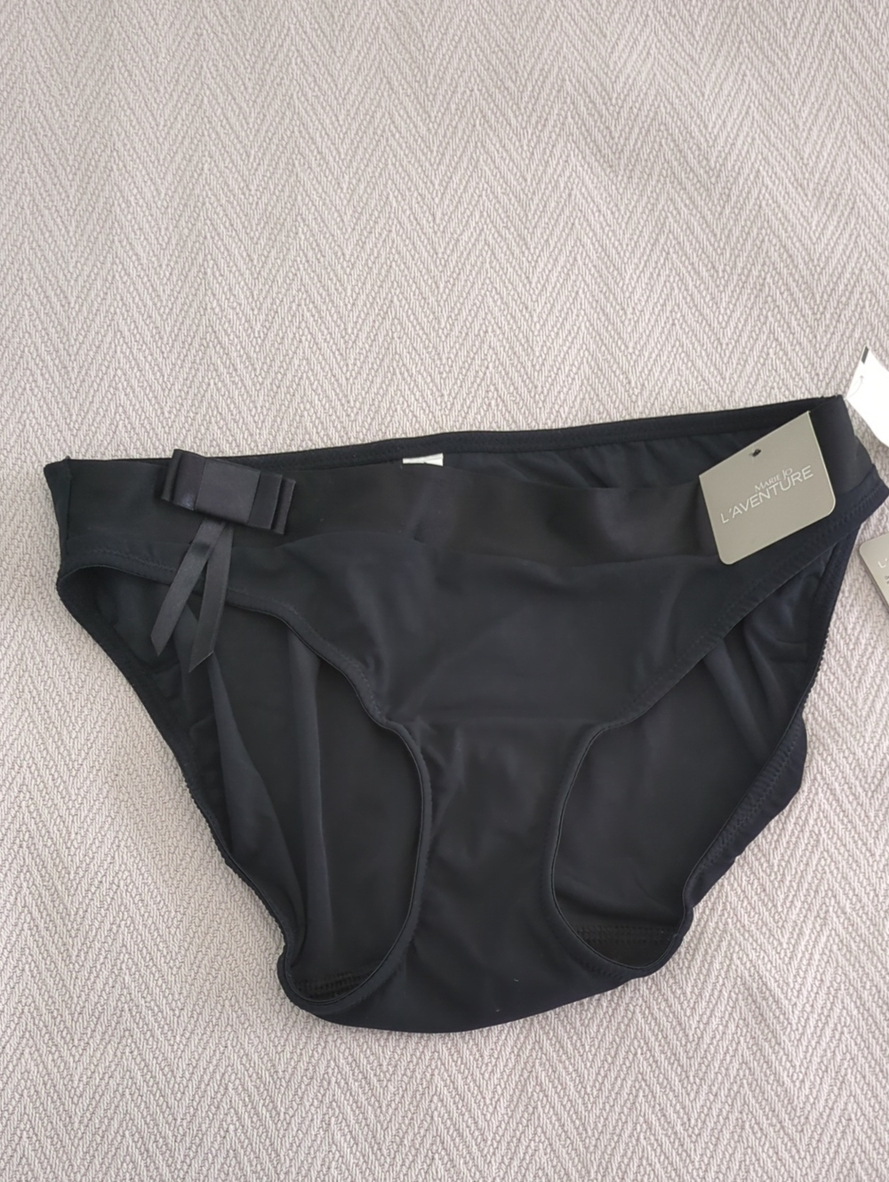 L'AVENTURE by Marie Jo Black Tadao Bikini Bottom with Side Bow Sz XL